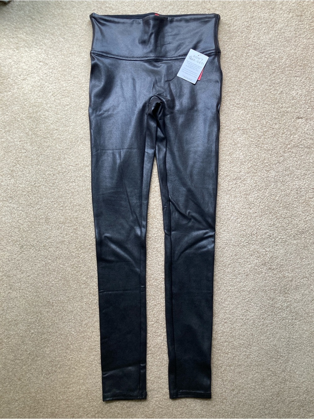 SPANX Black Faux Leather-Look High Waist Leggings
